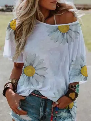 Casual Short Sleeve Scoop Neckline Shirts Tops