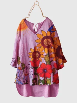 Flower Floral Short Sleeve Shirts & Tops