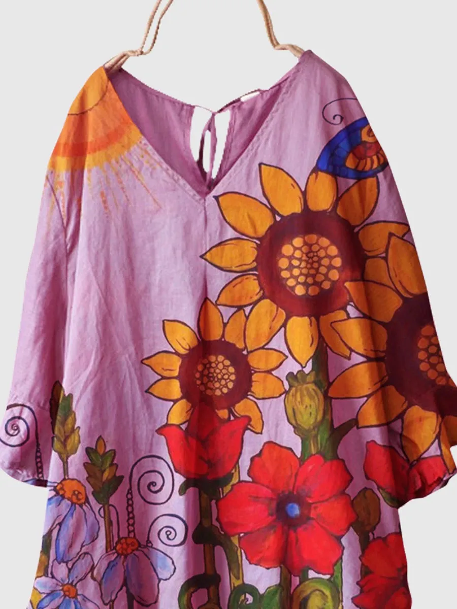 Flower Floral Short Sleeve Shirts & Tops