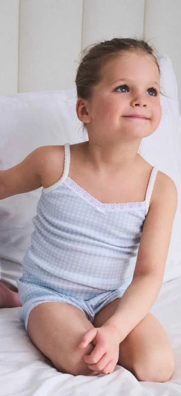 GIRLS CAMISOLE Blue Gingham Print