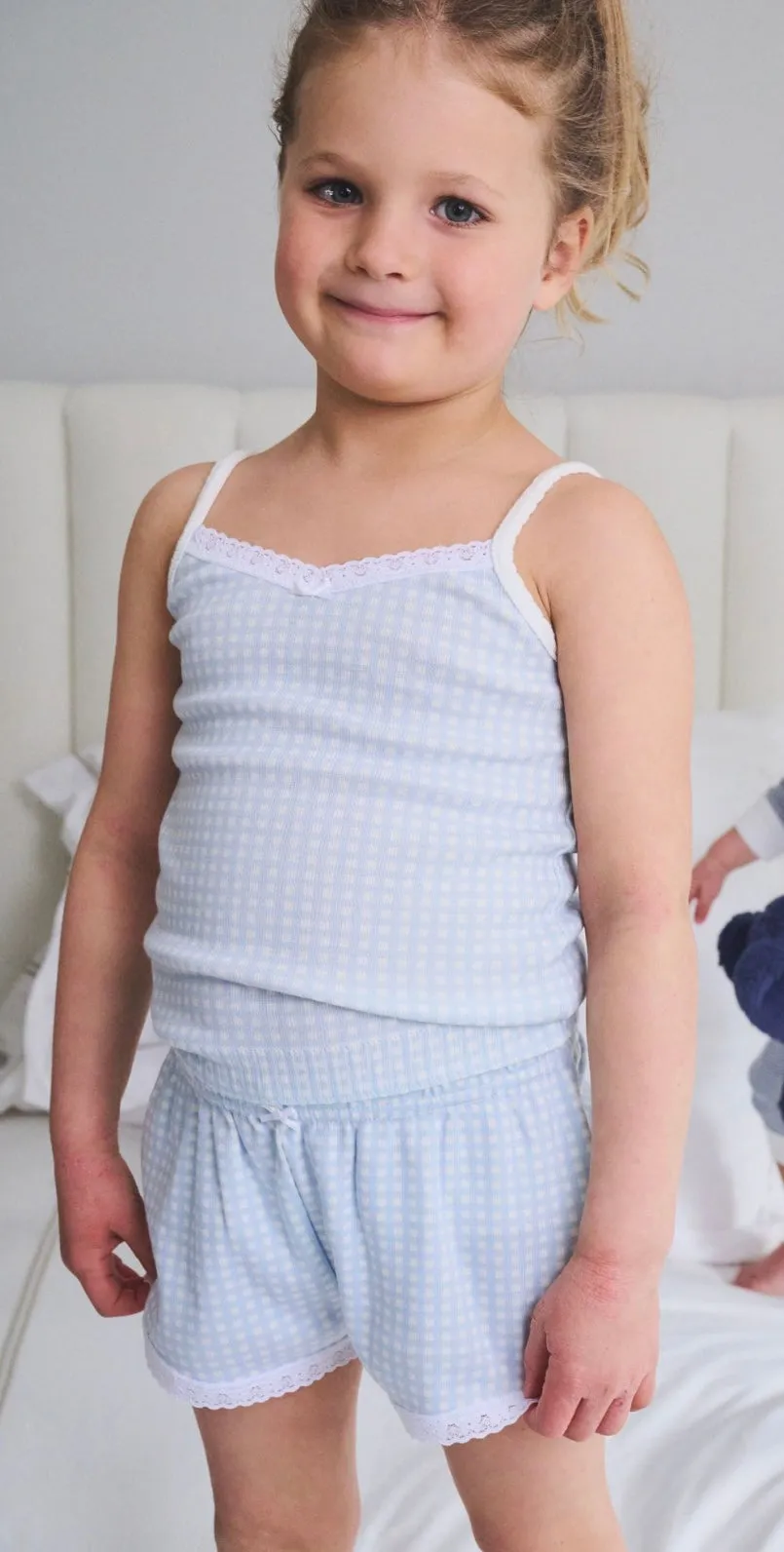 GIRLS CAMISOLE Blue Gingham Print