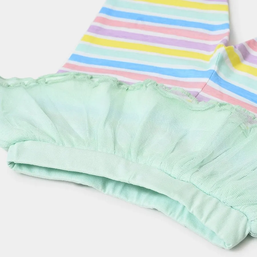 Girls Striped ( Front Open Vest & Legging Set )