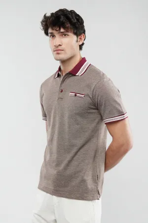 Herringbone Polo Shirt - Brown Herringbone Polo Shirt - Brown