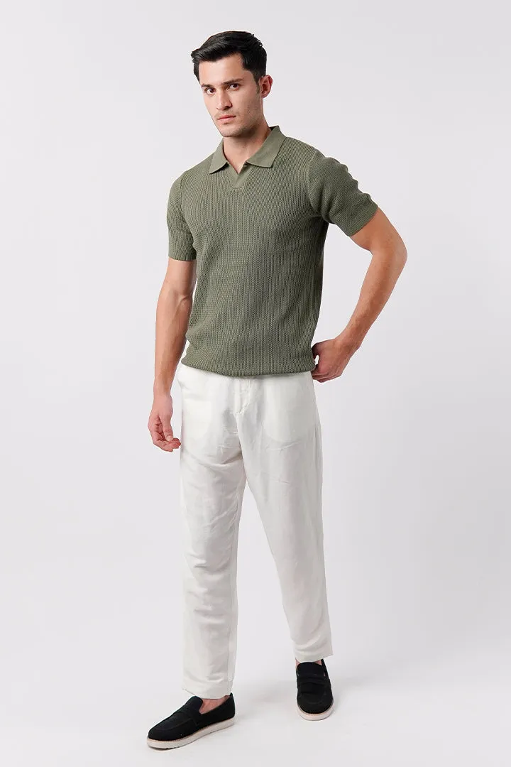 Johnny Collar Knit Polo Shirt - Sage Green