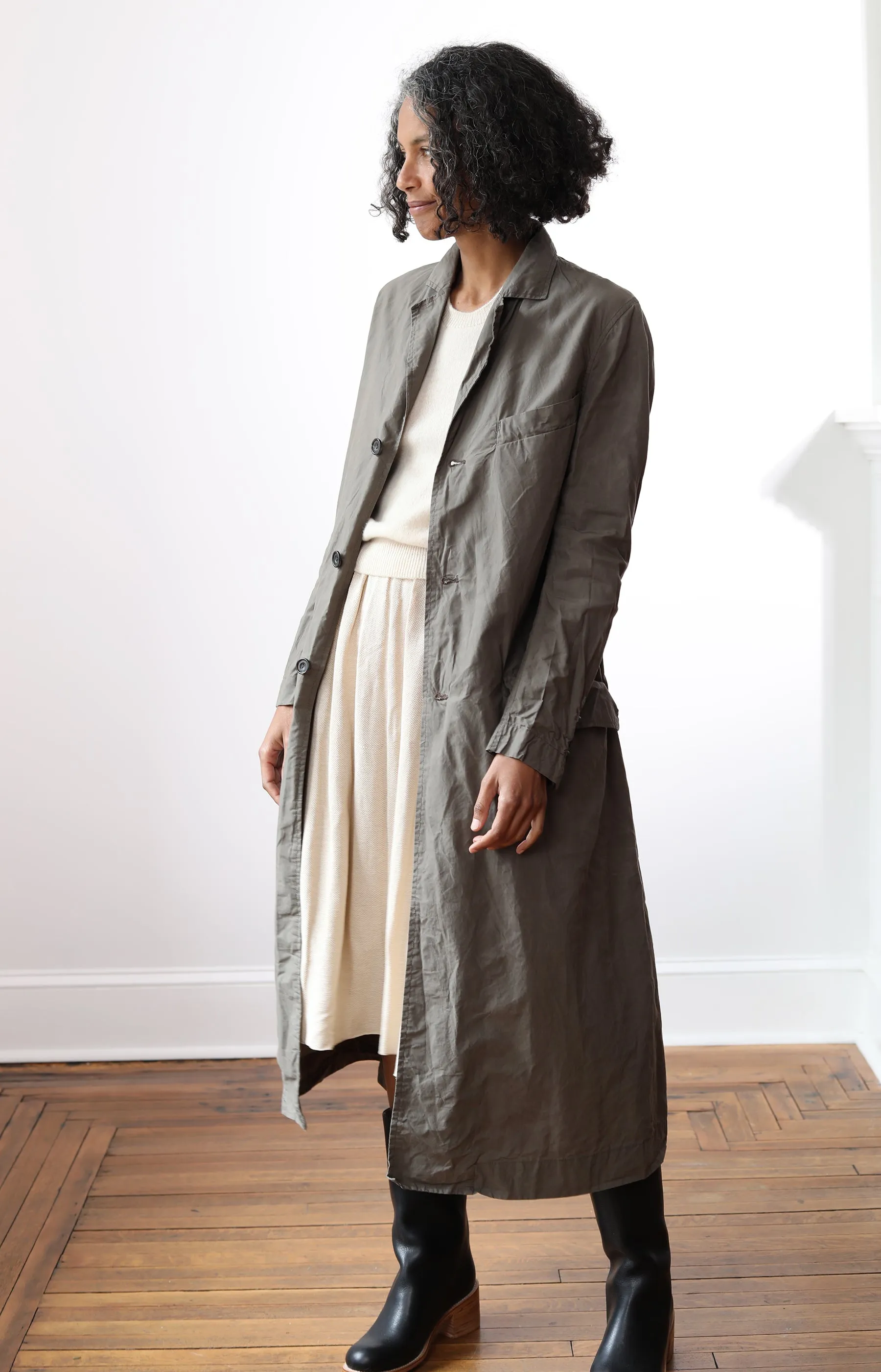 Khaki Drizzle Waxed Cotton Coat