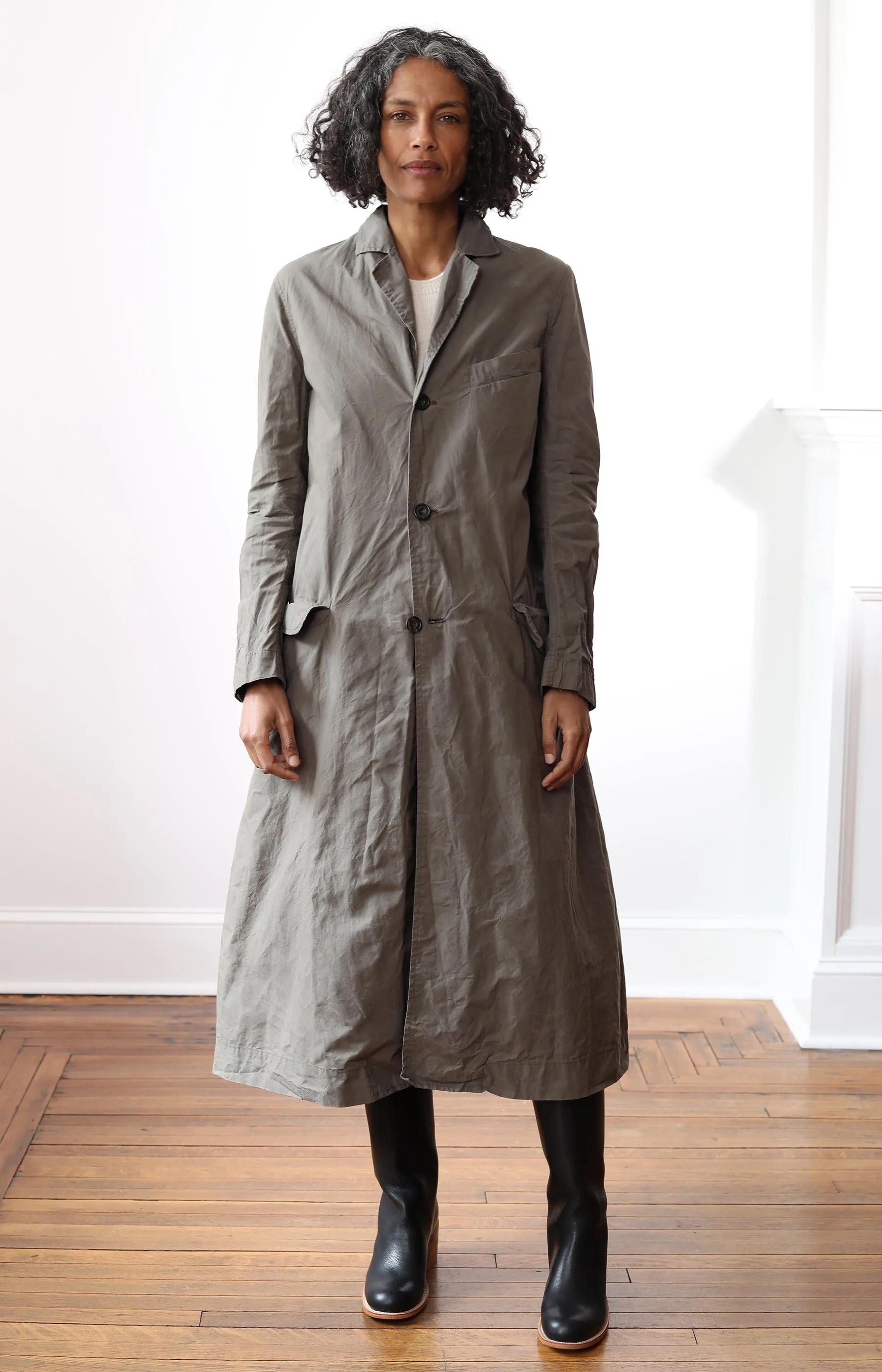 Khaki Drizzle Waxed Cotton Coat