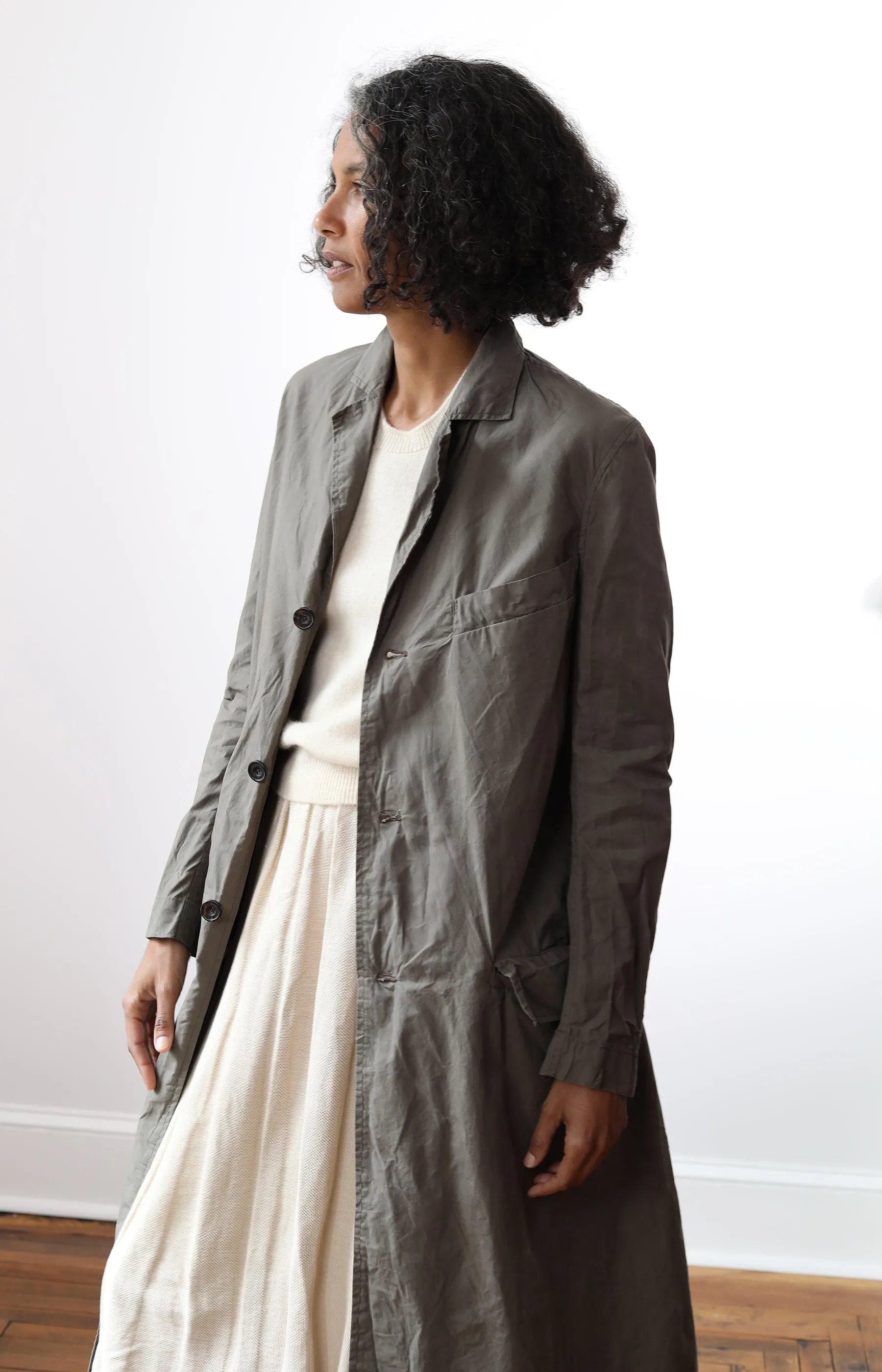 Khaki Drizzle Waxed Cotton Coat