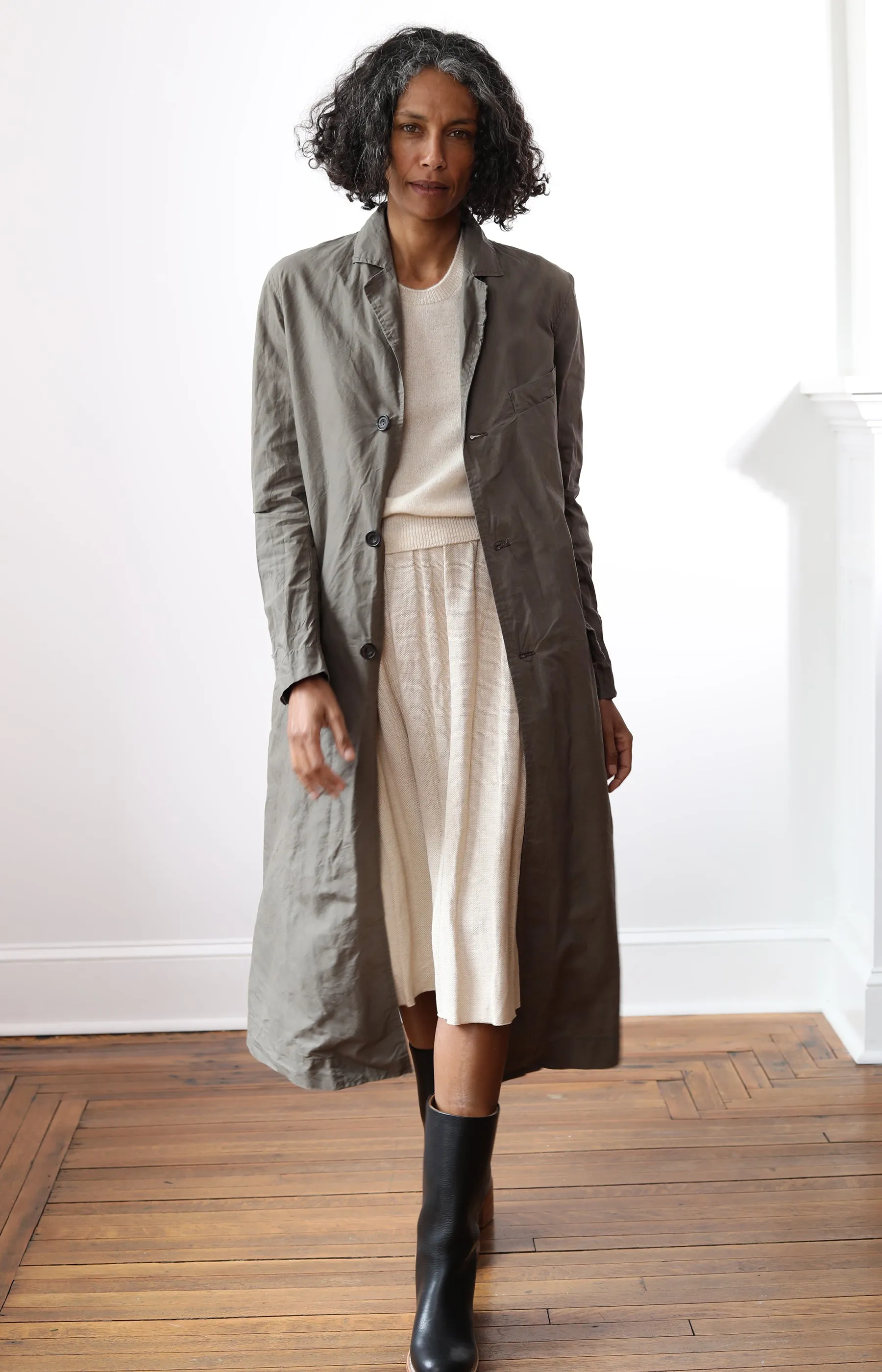 Khaki Drizzle Waxed Cotton Coat