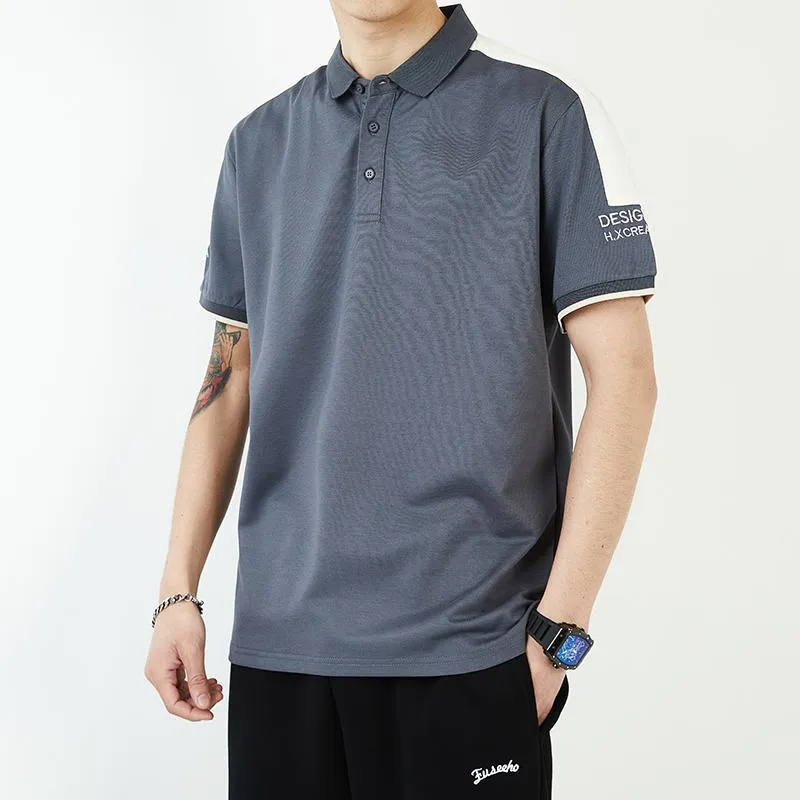 Lapel Loose Fit Cooling Silky Luster Short Sleeve Polo Shirt
