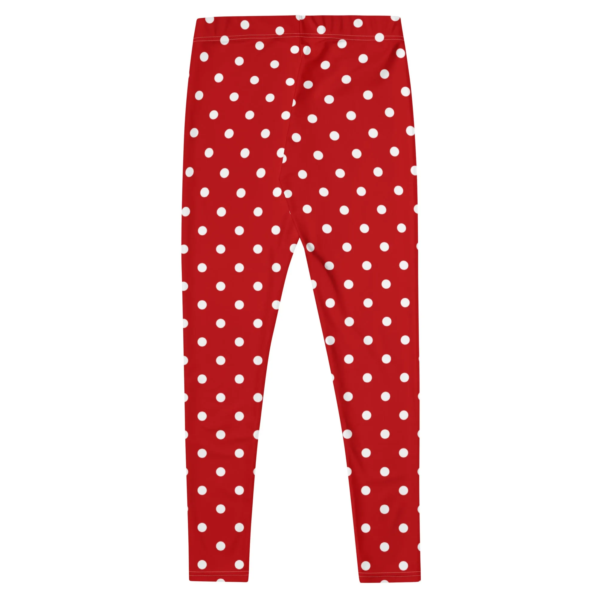 Red and White Polka Dot Leggings, Christmas Leggings Women Yoga Pants Printed Print Cute Graphic Workout Running Gym Fun Designer