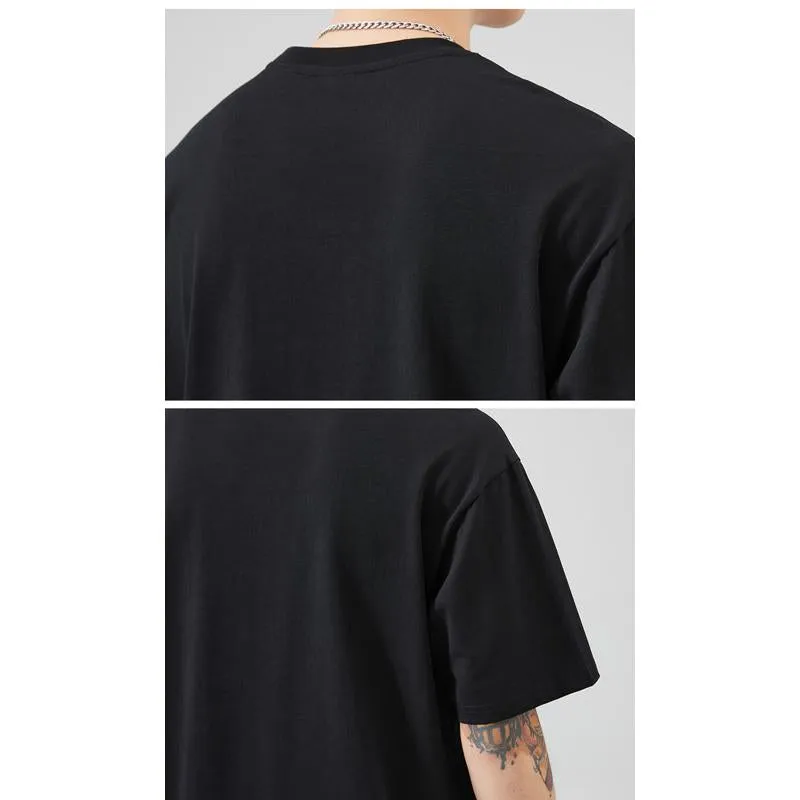 Simplicity Versatile Round Neck Silky Luster Pure Cotton Print Short Sleeve Tee