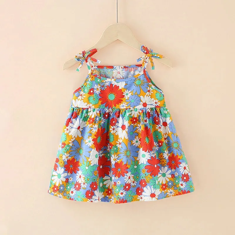 Summer Cute Girls Dress kids Girl Clothes Sleeveless Suspender Children's Clothing Princess Print Cotton Casual Dresses