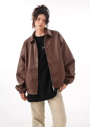 Toleet-Winter and Autumn Outfits Christmas/Thanksgiving_Faux PU Leather Vintage Long Sleeve Lapel Zipper Autumn Fashion Jacket