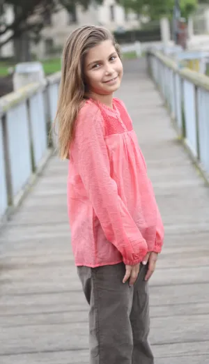 Willow and Finn Red Bodice Blouse and Chocolate Pant