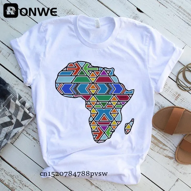 Women Africa Map Graphic  T-shirts