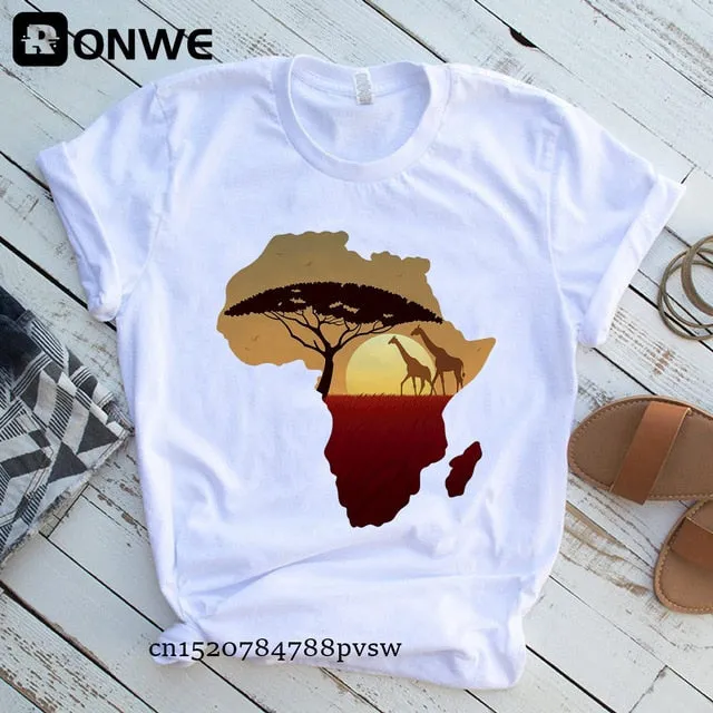 Women Africa Map Graphic  T-shirts
