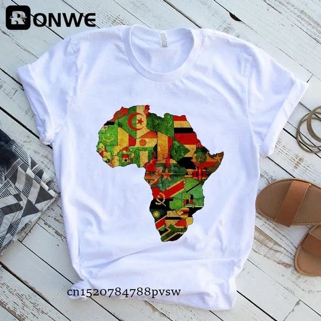 Women Africa Map Graphic  T-shirts