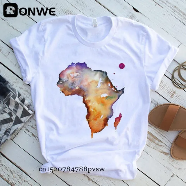 Women Africa Map Graphic  T-shirts