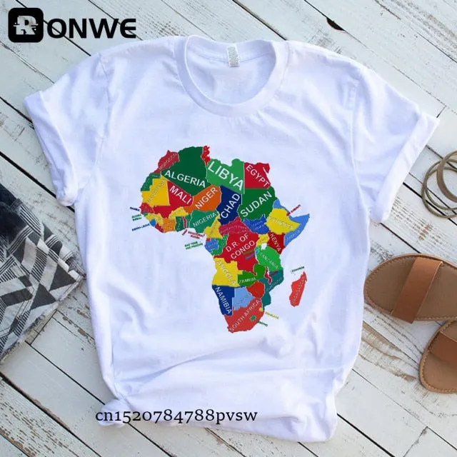 Women Africa Map Graphic  T-shirts