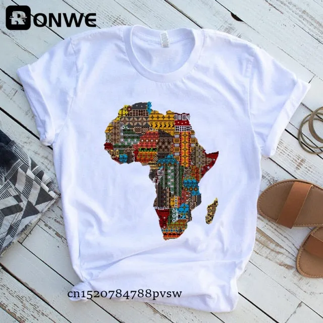 Women Africa Map Graphic  T-shirts