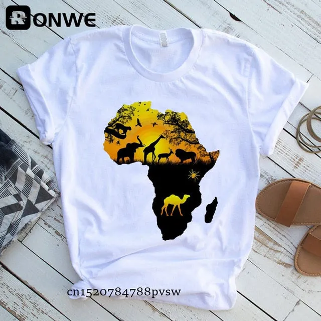 Women Africa Map Graphic  T-shirts