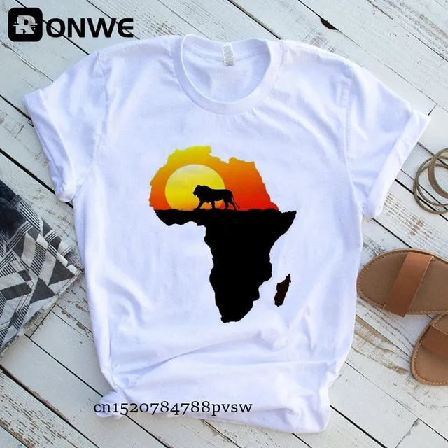 Women Africa Map Graphic  T-shirts