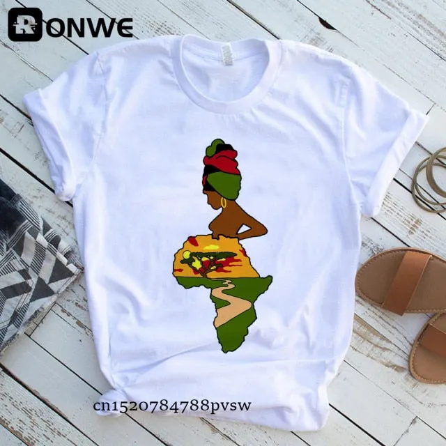 Women Africa Map Graphic  T-shirts