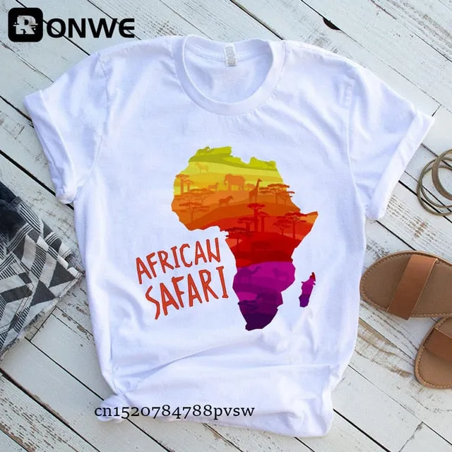 Women Africa Map Graphic  T-shirts