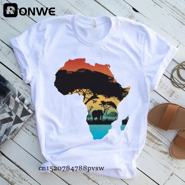 Women Africa Map Graphic  T-shirts
