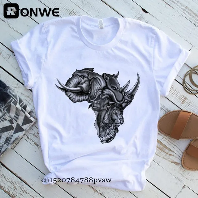 Women Africa Map Graphic  T-shirts