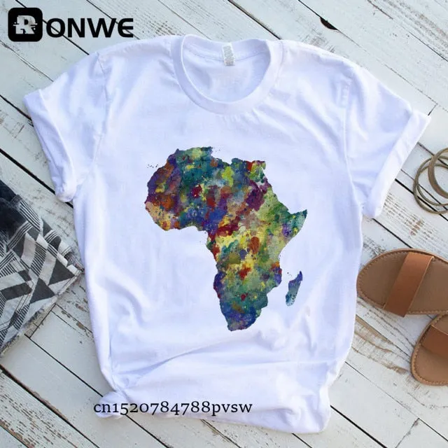 Women Africa Map Graphic  T-shirts