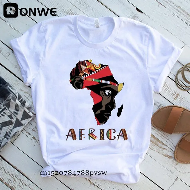 Women Africa Map Graphic  T-shirts