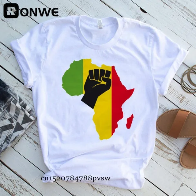 Women Africa Map Graphic  T-shirts
