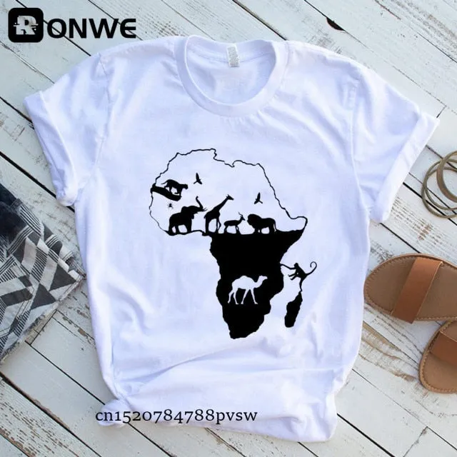 Women Africa Map Graphic  T-shirts