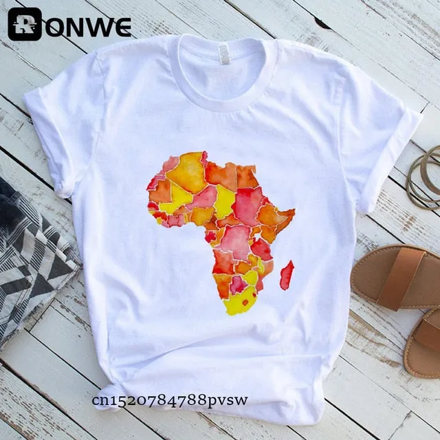 Women Africa Map Graphic  T-shirts