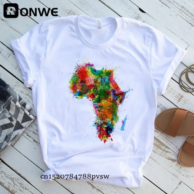 Women Africa Map Graphic  T-shirts