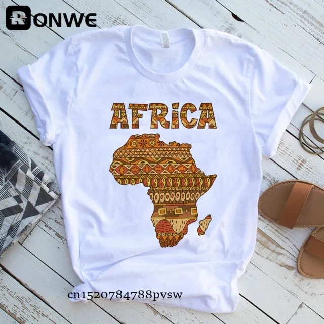 Women Africa Map Graphic  T-shirts