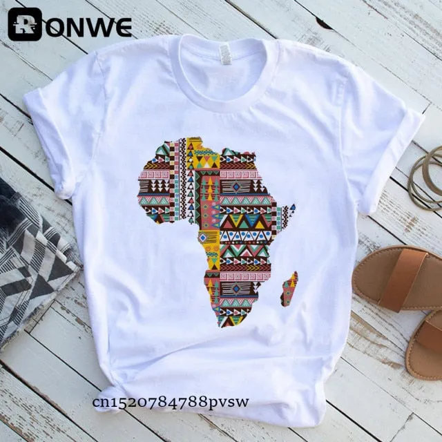 Women Africa Map Graphic  T-shirts
