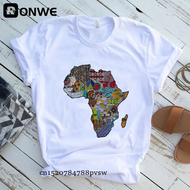Women Africa Map Graphic  T-shirts