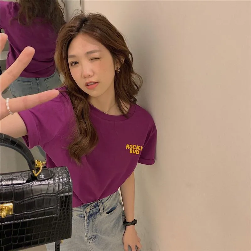 Women's T-Shirt Print Letter Simplicity Short Sleeve Tee