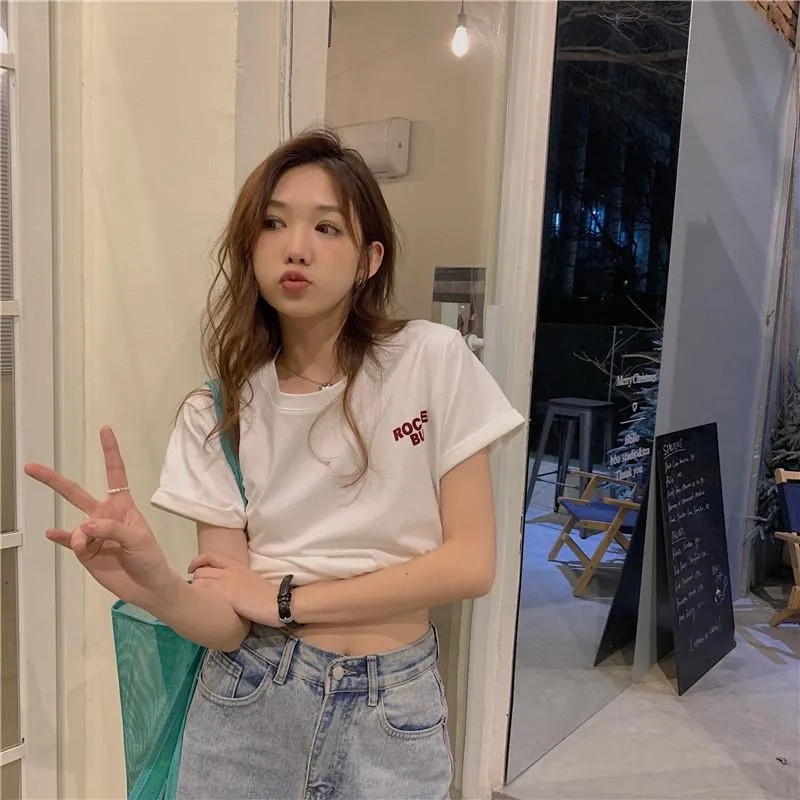 Women's T-Shirt Print Letter Simplicity Short Sleeve Tee