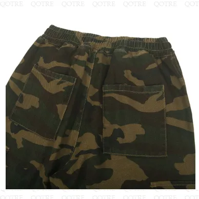 Workwear Style Camouflage Drawstring Straight Straight Leg Pants